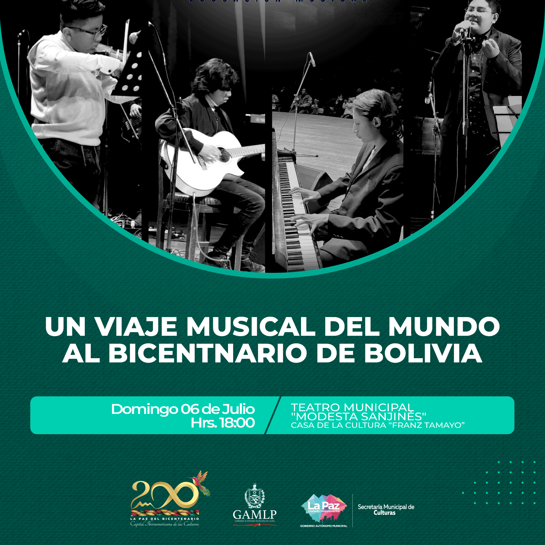 UN VIAJE MUSICAL DEL MUNDO AL BICENTENARIO DE BOLIVIA